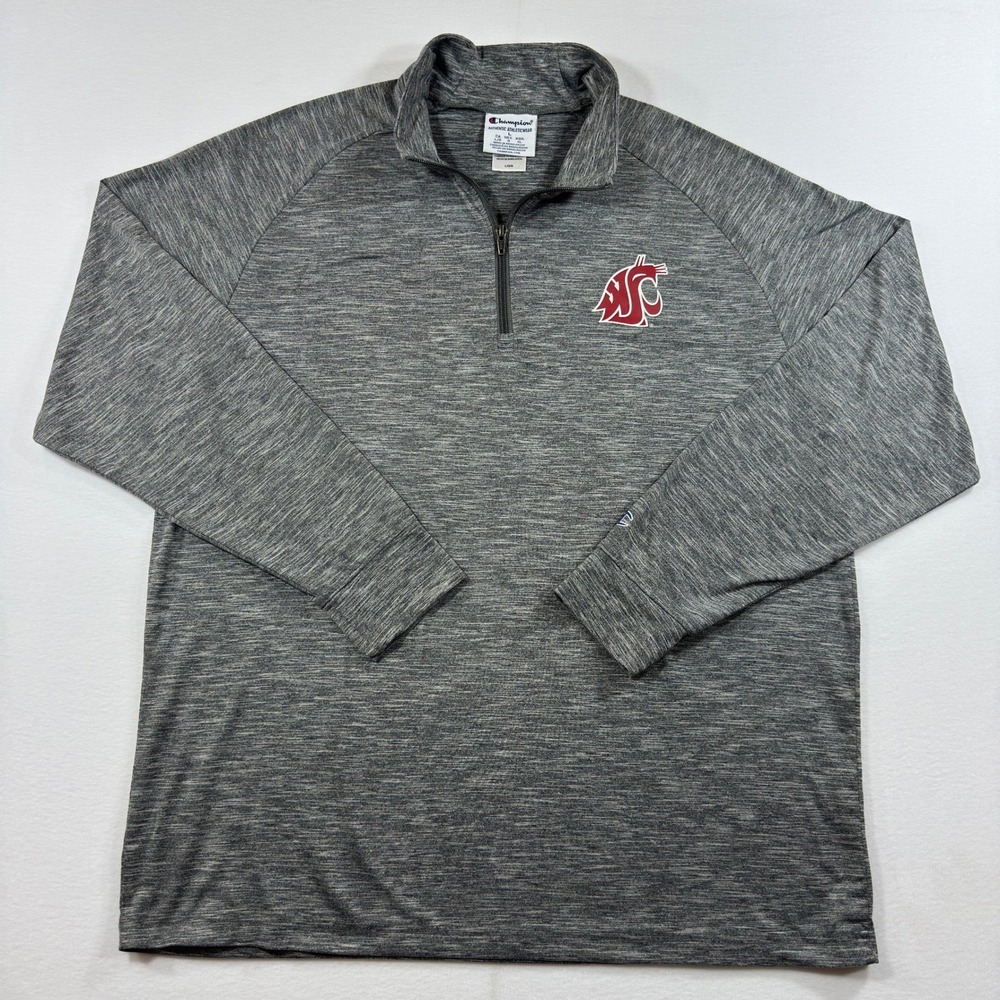 Champion Washington State WSU Cougars Mens L Gray‎ 1/4 Zip Pullover